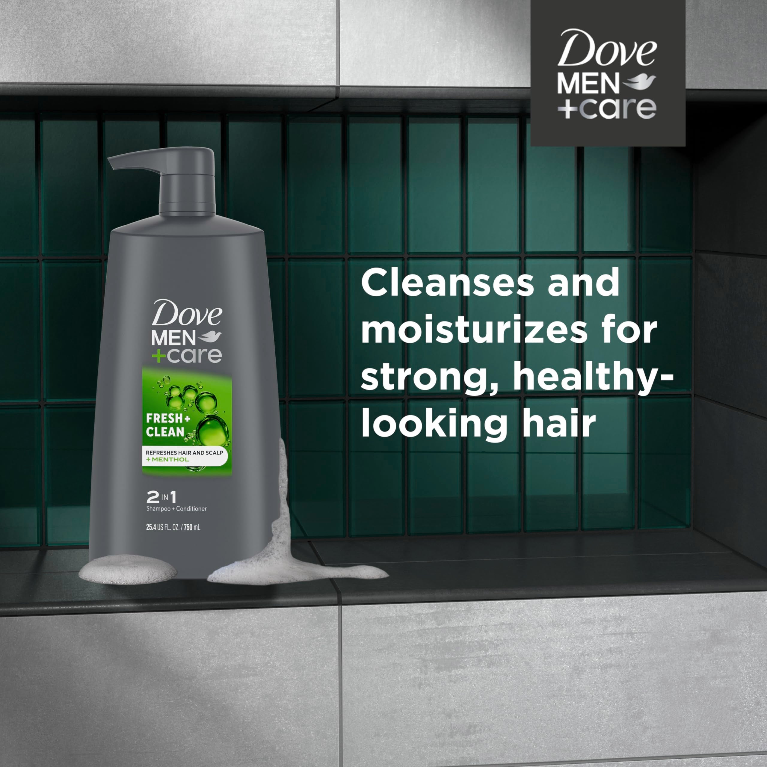 3 oz travel-size Dove Men+Care 2-in-1 shampoo for on-the-go