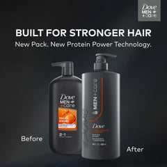Dove Men Care 2in1 application image shows quick daily wash and conditioning