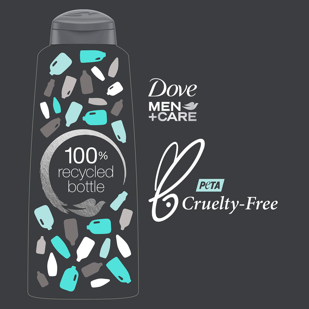 Dove Men Care 2in1 eco-pack highlights sustainable packaging and animal-free testing.