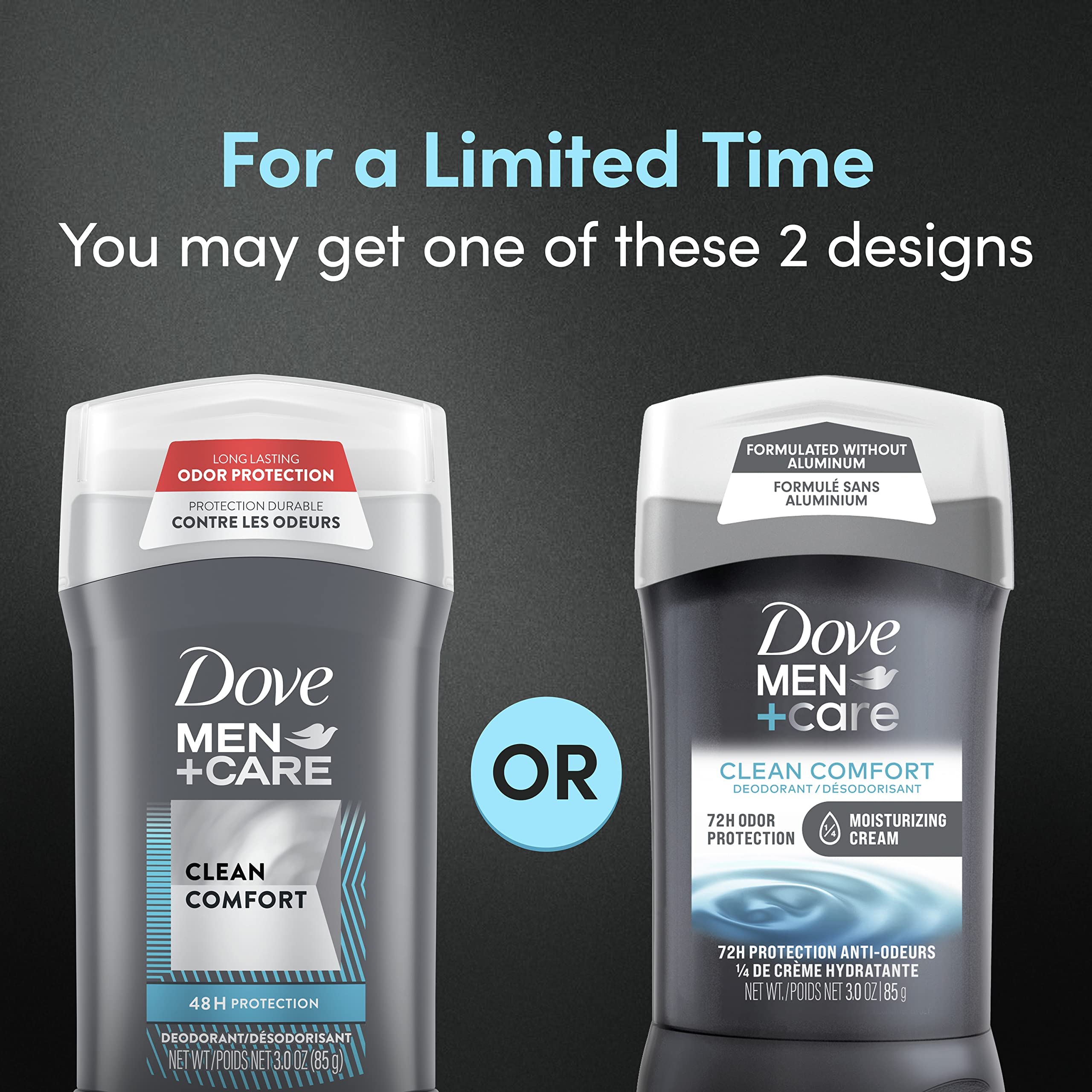 Dove Men+Care Aluminum-free formula designed for gentle underarm care.