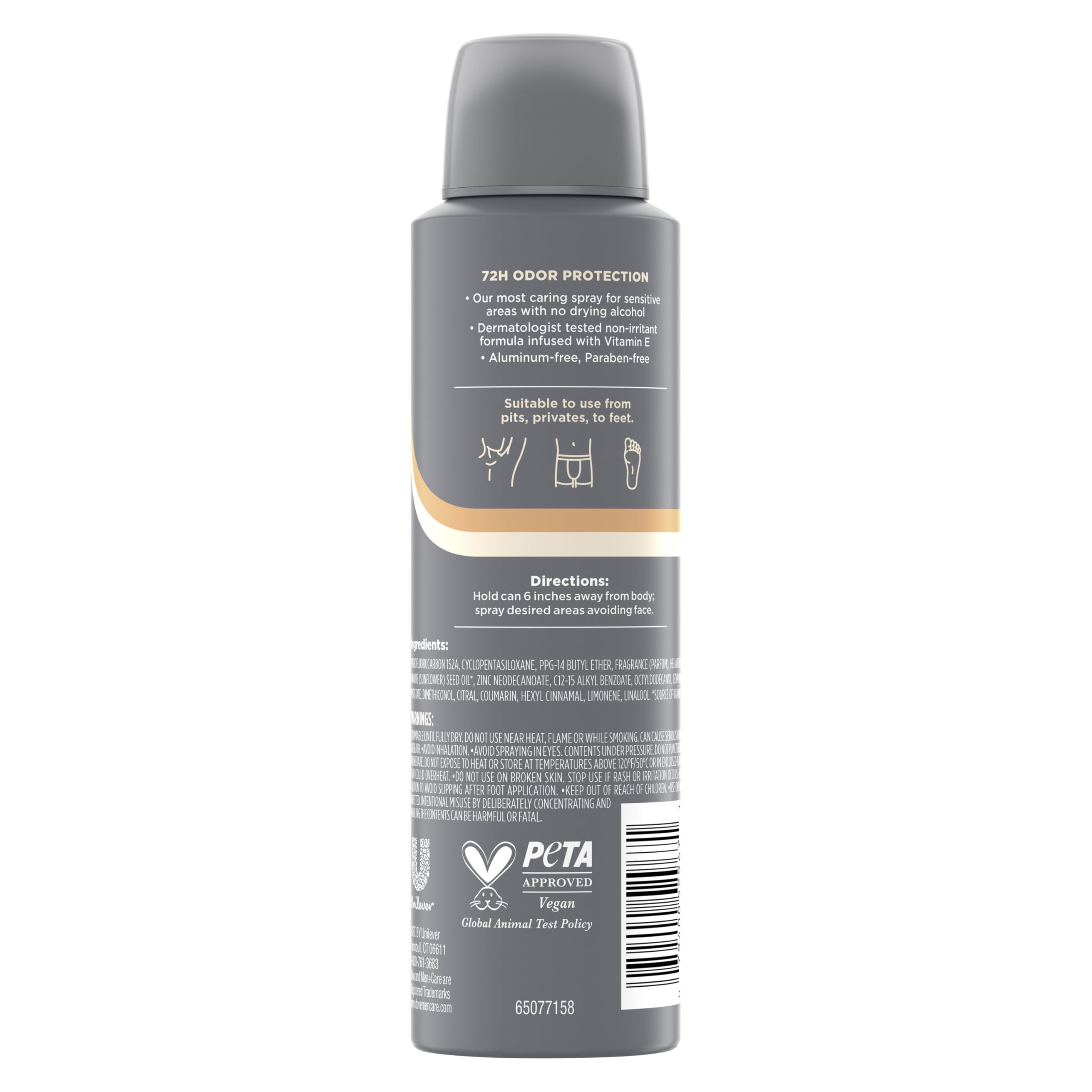 DOVE MEN + CARE aplicación de desodorante spray para uso diario cómodo.