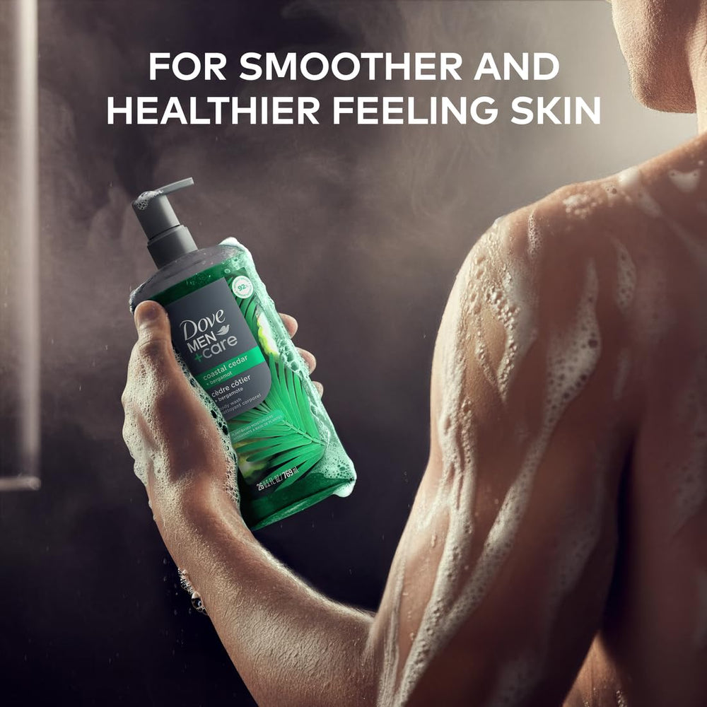 DOVE MEN + CARE: aplicación suave en la piel durante la ducha diaria.