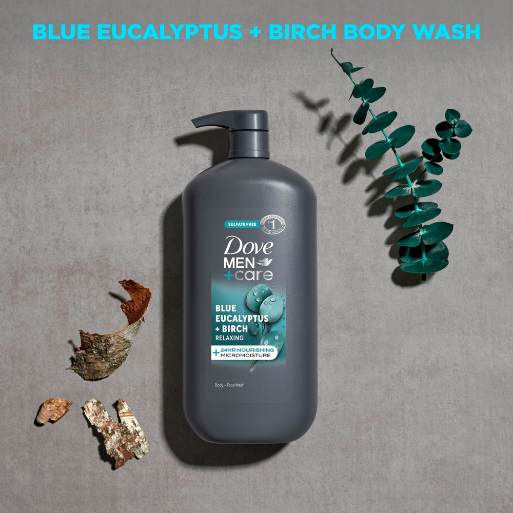 DOVE MEN + CARE Aplicación en piel: limpieza suave y nutritiva diaria.