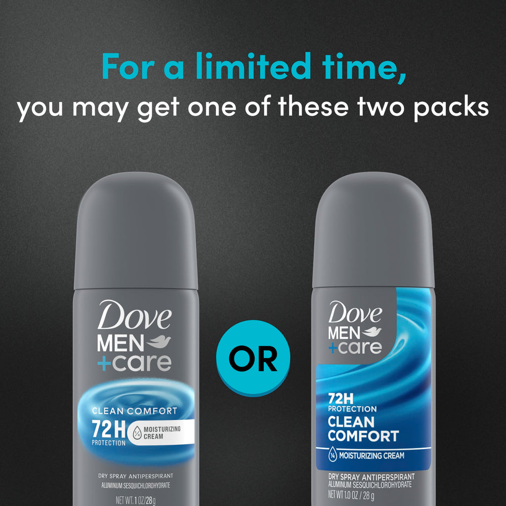 Dove Men+Care application underarm dry spray demonstrates instant-dry feel for all-day comfort.