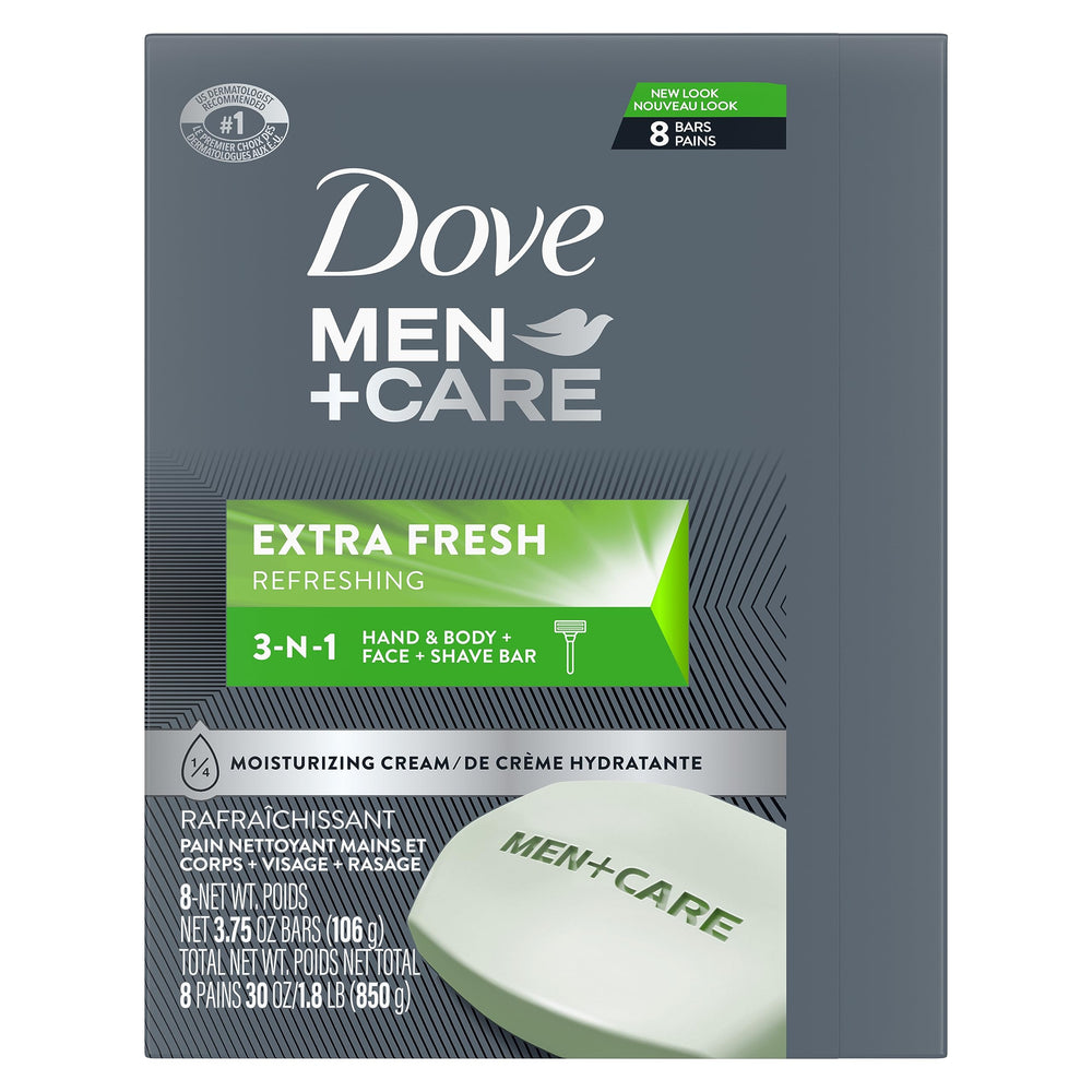 Diseño patentado Dove Men+Care ergonómico para manejo cómodo durante la ducha.