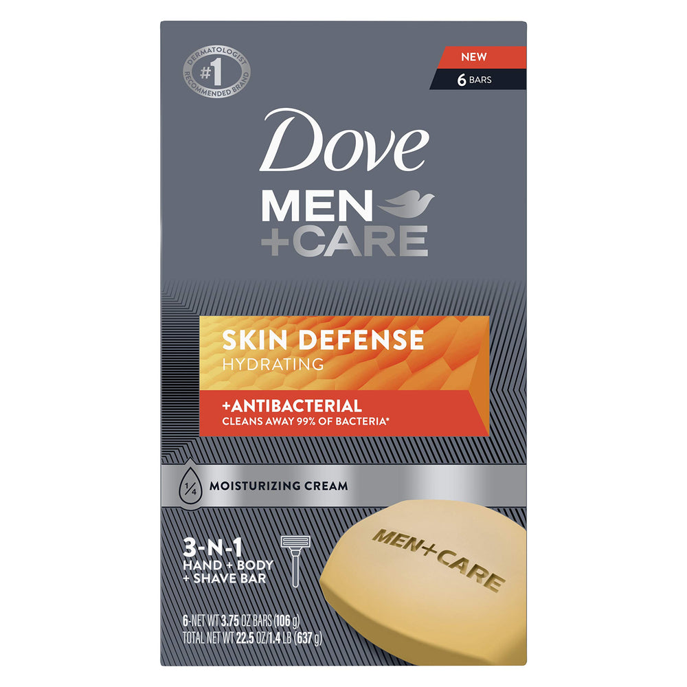 Dove Men+Care Barra Jabón Defensa Piel: limpieza efectiva y suave para uso diario.
