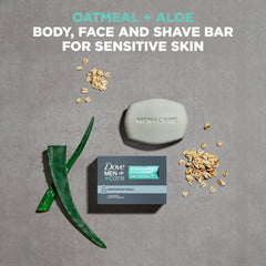 DOVE MEN + CARE barra sin colorantes ni alcohol para piel sensible.