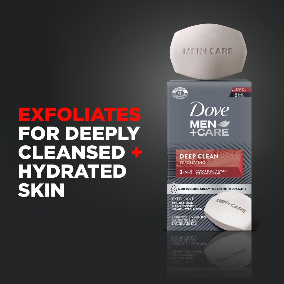 textura con crema humectante 1/4 de Dove Men+Care en la barra