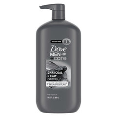 DOVE MEN+CARE botella carbón arcilla para exfoliar cara y cuerpo.