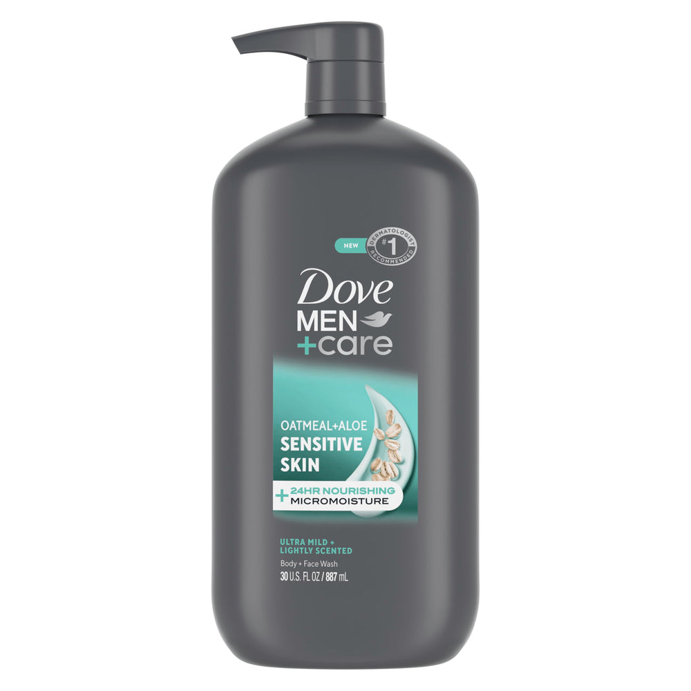 Dove Men+Care botella-ducha-hidratación, ideal para piel sensible.