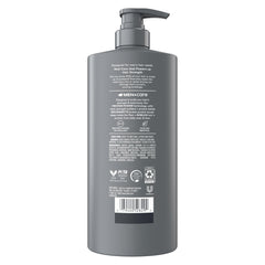 Dove Men Care calcium graphic highlighting fortifying protein power to reduce breakage