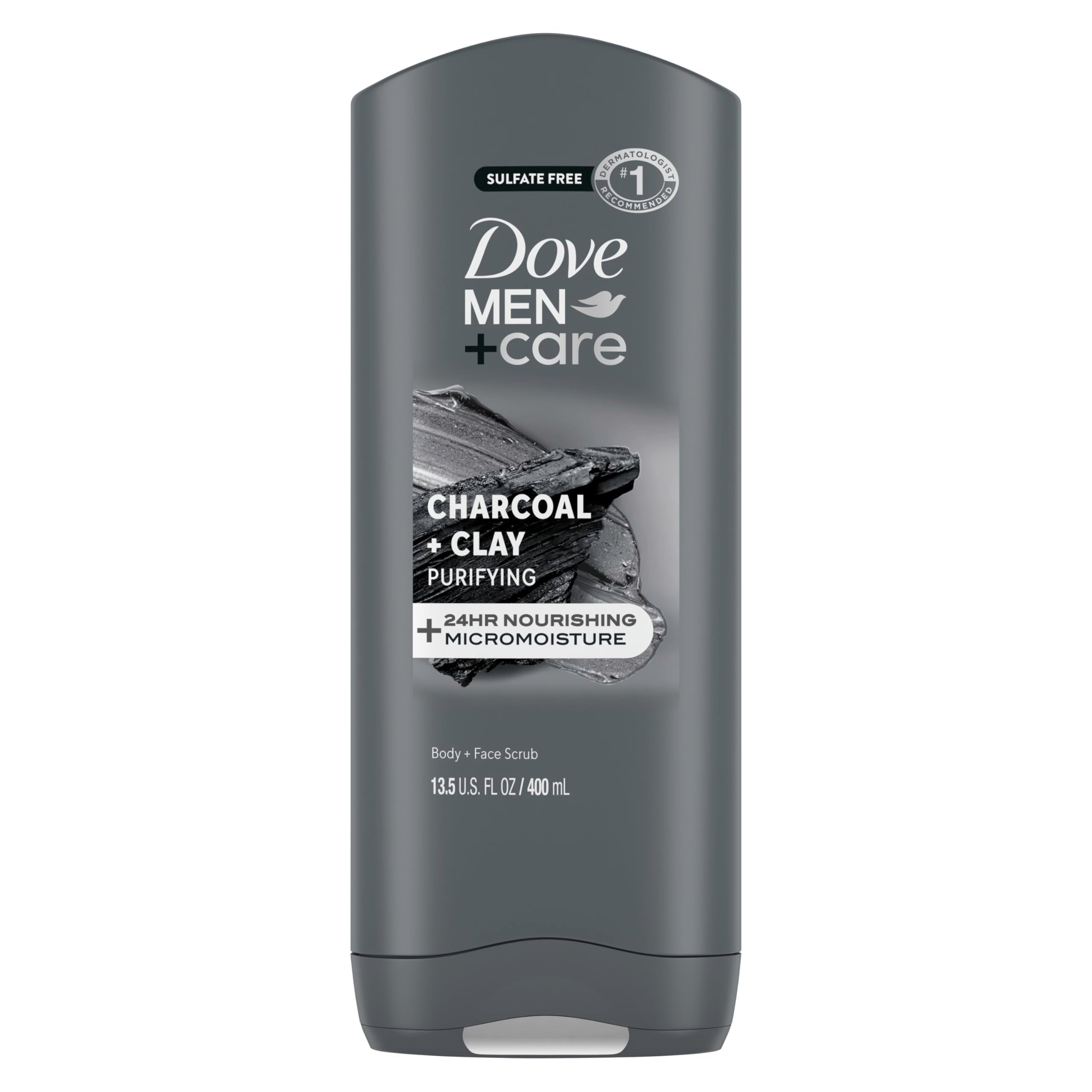 Dove Men+Care Carbón Purificante y Arcilla en botella, limpieza suave.