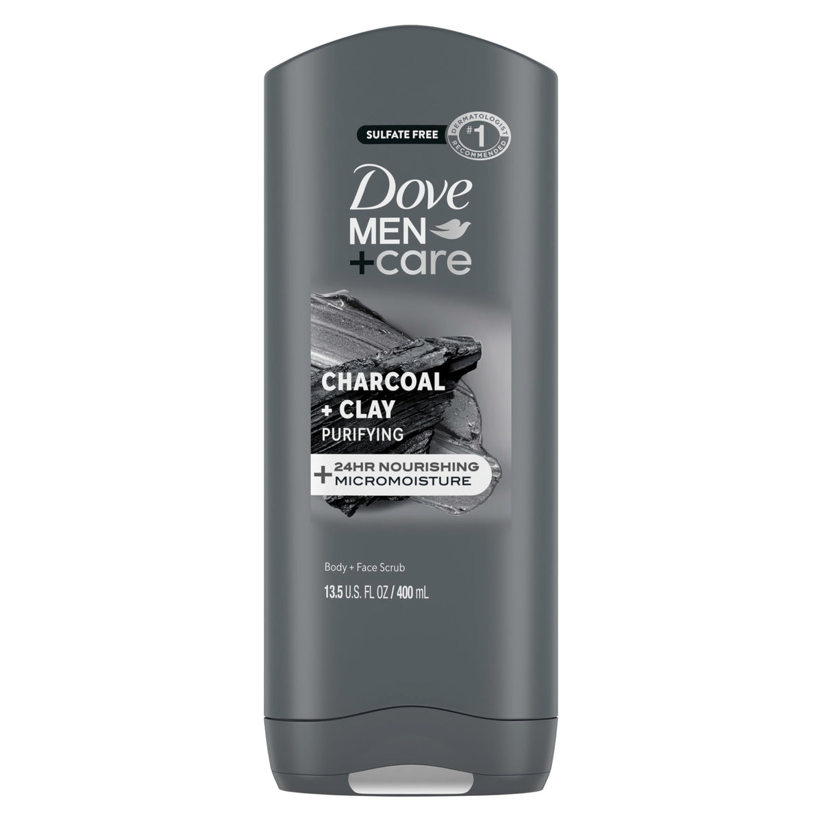 Dove Men+Care Carbón Purificante y Arcilla en botella, limpieza suave.