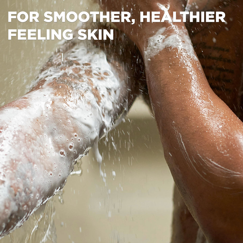 Dove Men+Care Charcoal Bar lather demonstrates 4in1 face, hair, body use.
