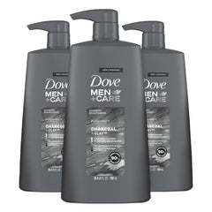 Dove Men Care Charcoal Clay Shampoo 3-Count Pack for purifying cleansing