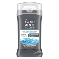 Dove Men+Care Clean Comfort deodorant stick for daily freshness with aluminum-free formula.