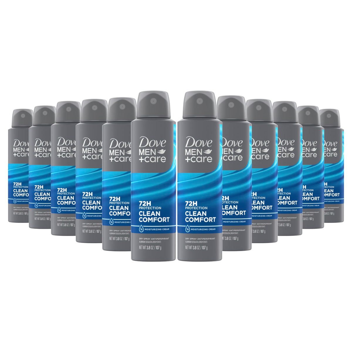 Dove Men+Care Clean Comfort dry spray can for long-lasting protection.