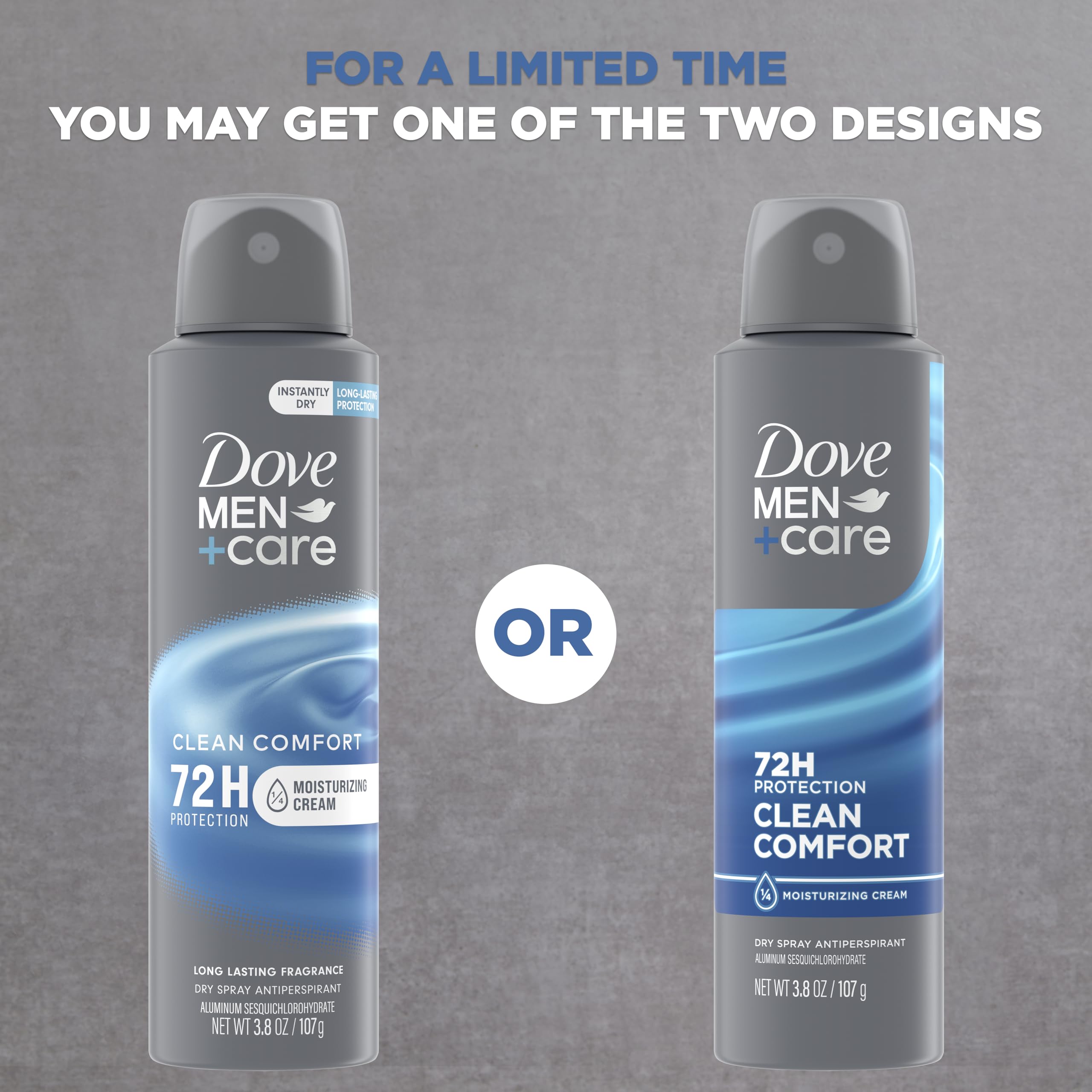 Dove Men+Care Clean Comfort packaging highlights recyclable aluminum.