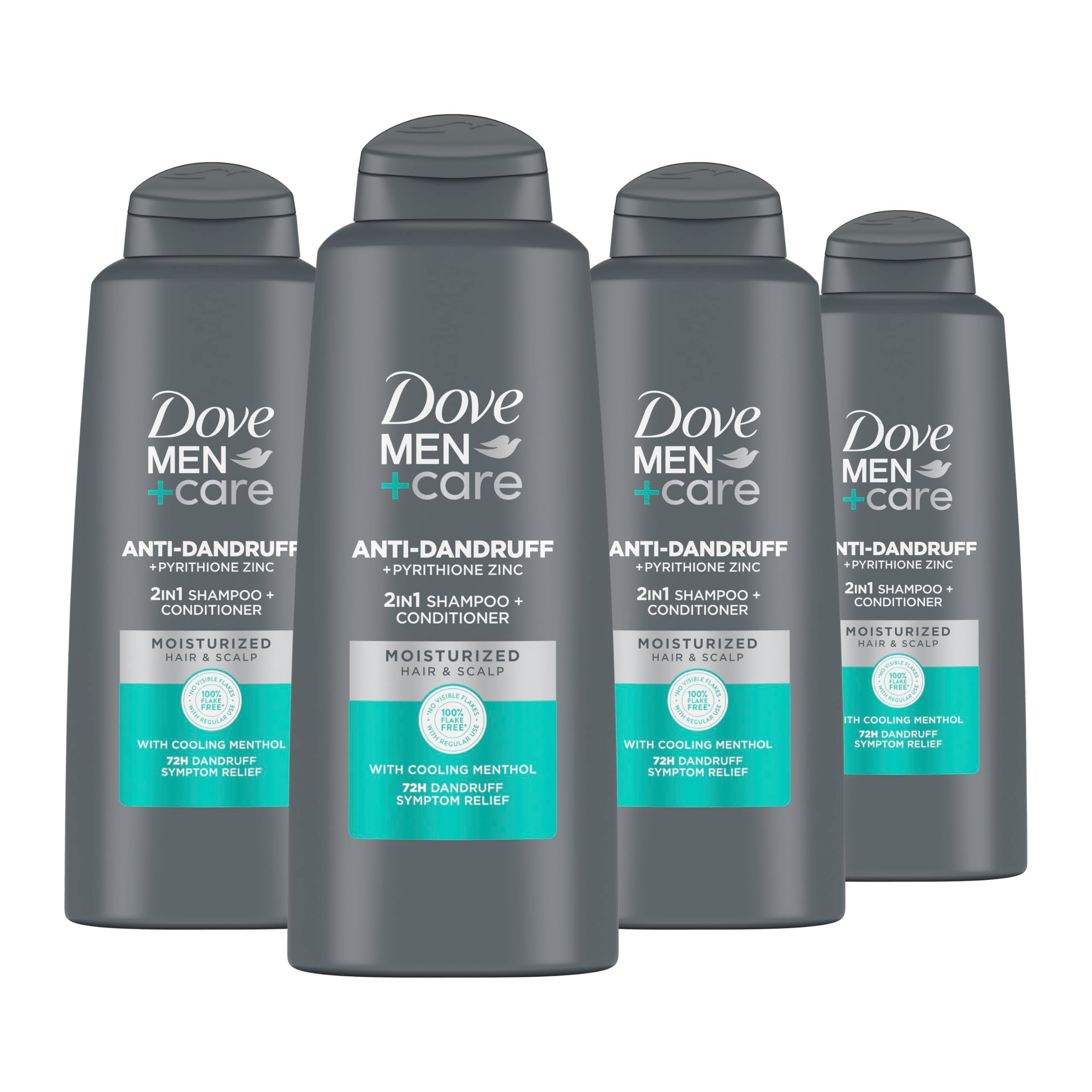 Dove Men+Care Dandruff Defense 2-in-1 packaging front shows a reliable grooming solution