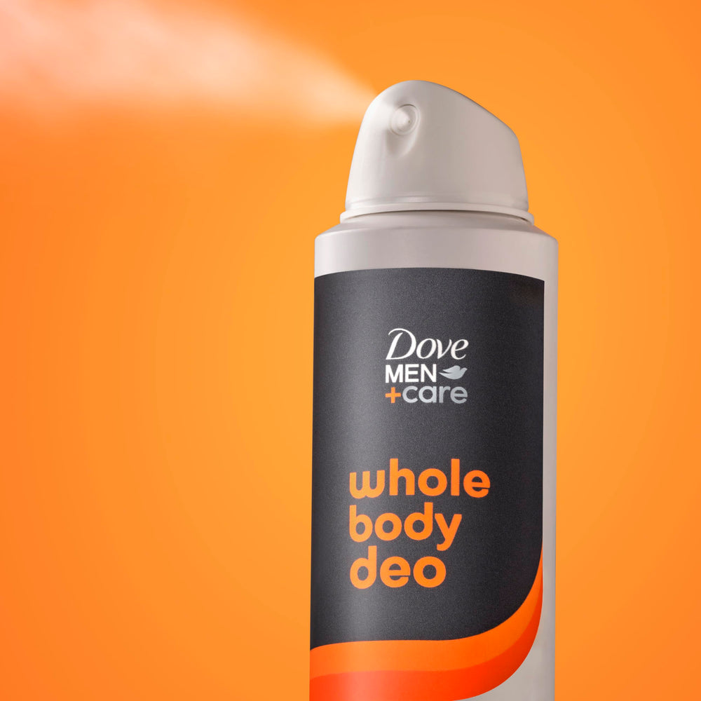 Dove Men+Care aplicación cómoda en pies para frescura durante el día.