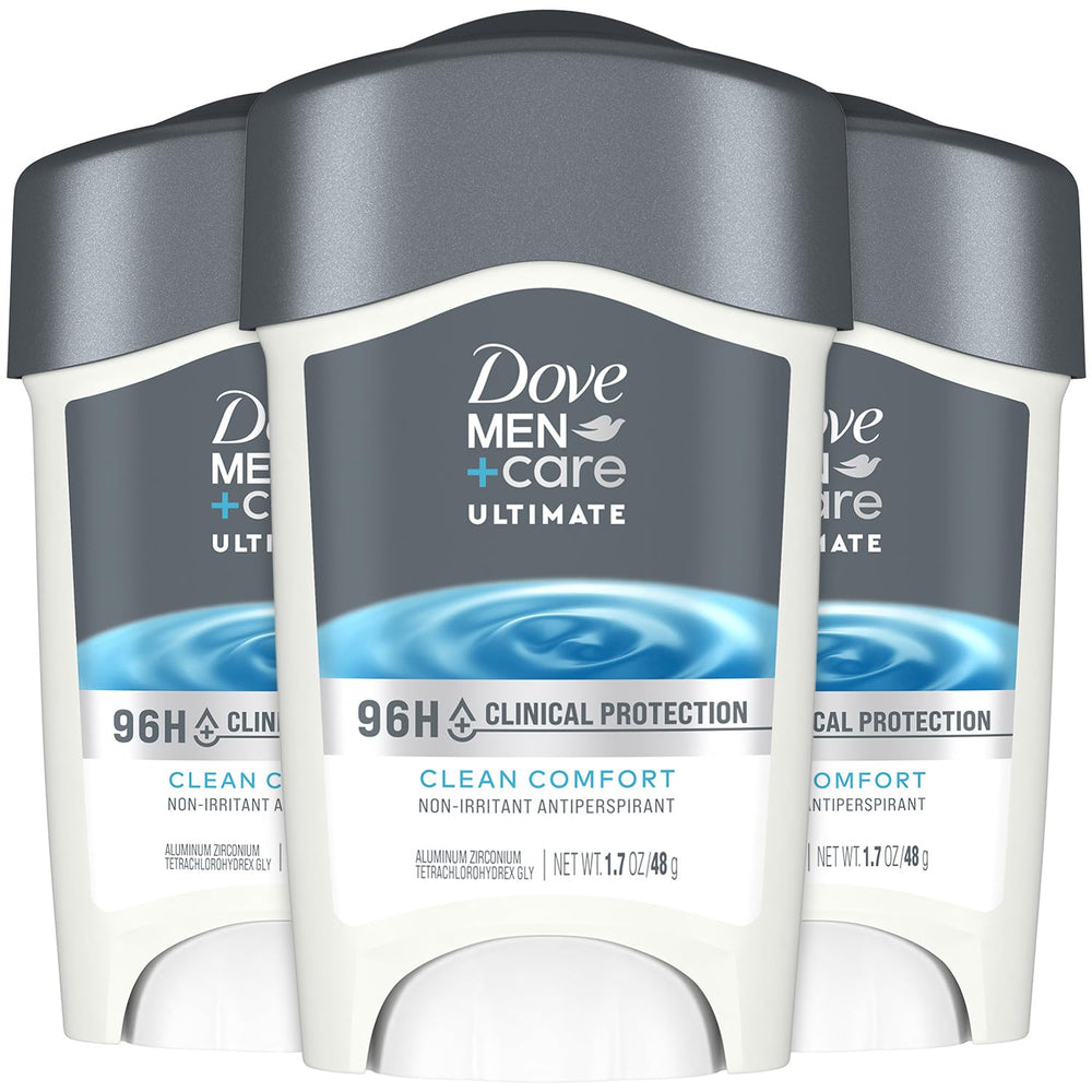 Dove Men+Care 96h protection close-up showing strong perspiration defense.