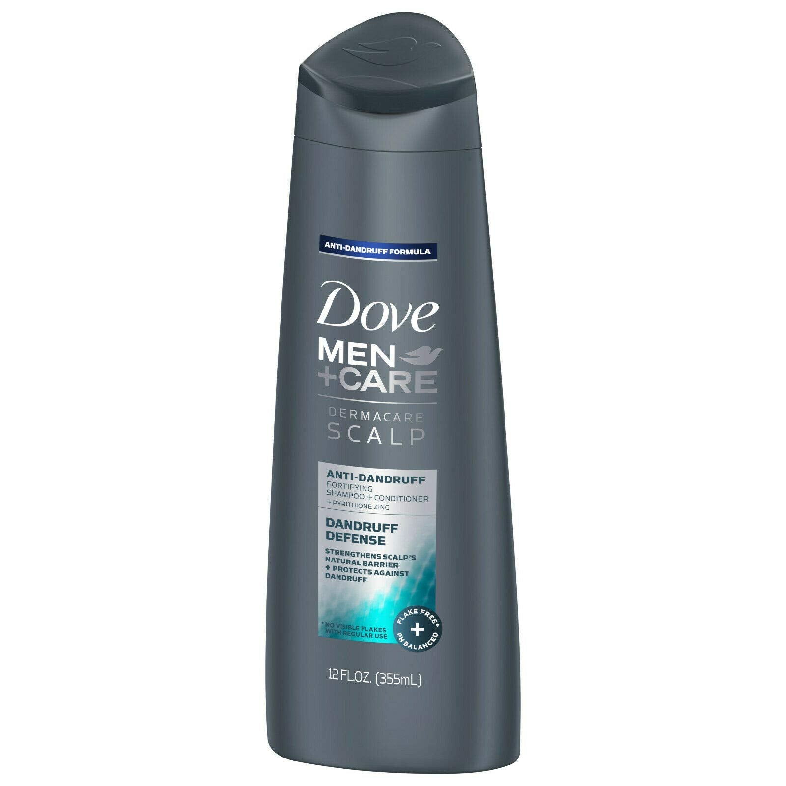Dove Men+Care Dermacare, etiqueta, zinc y cafeína para defensa de la caspa.