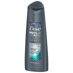 Dove Men+Care Dermacare, etiqueta, zinc y cafeína para defensa de la caspa.