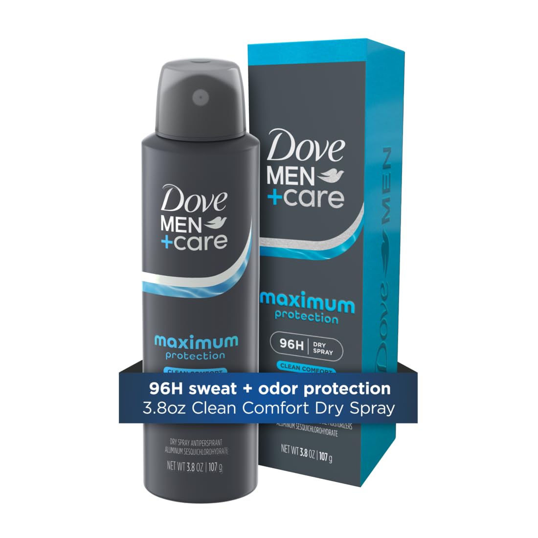 Dove Men+Care Desodorante antitranspirante spray limpio y cómodo para uso diario.