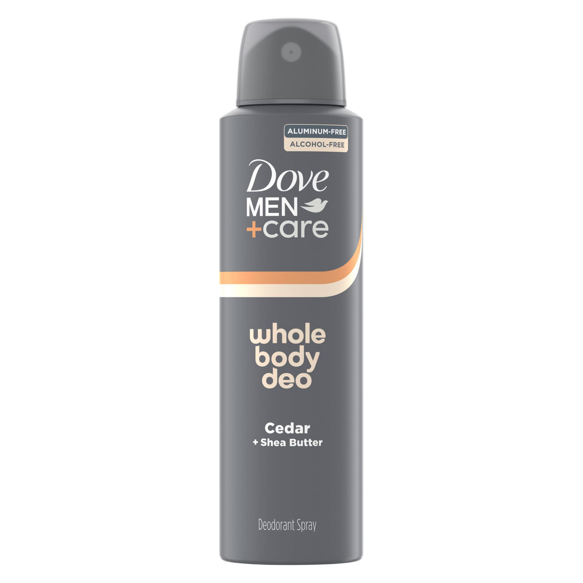 DOVE MEN + CARE desodorante para cuerpo entero en frasco, protección diaria sin aluminio.
