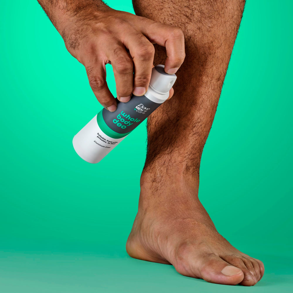 Dove Men+Care spray portátil para llevar en bolsa o gimnasio.