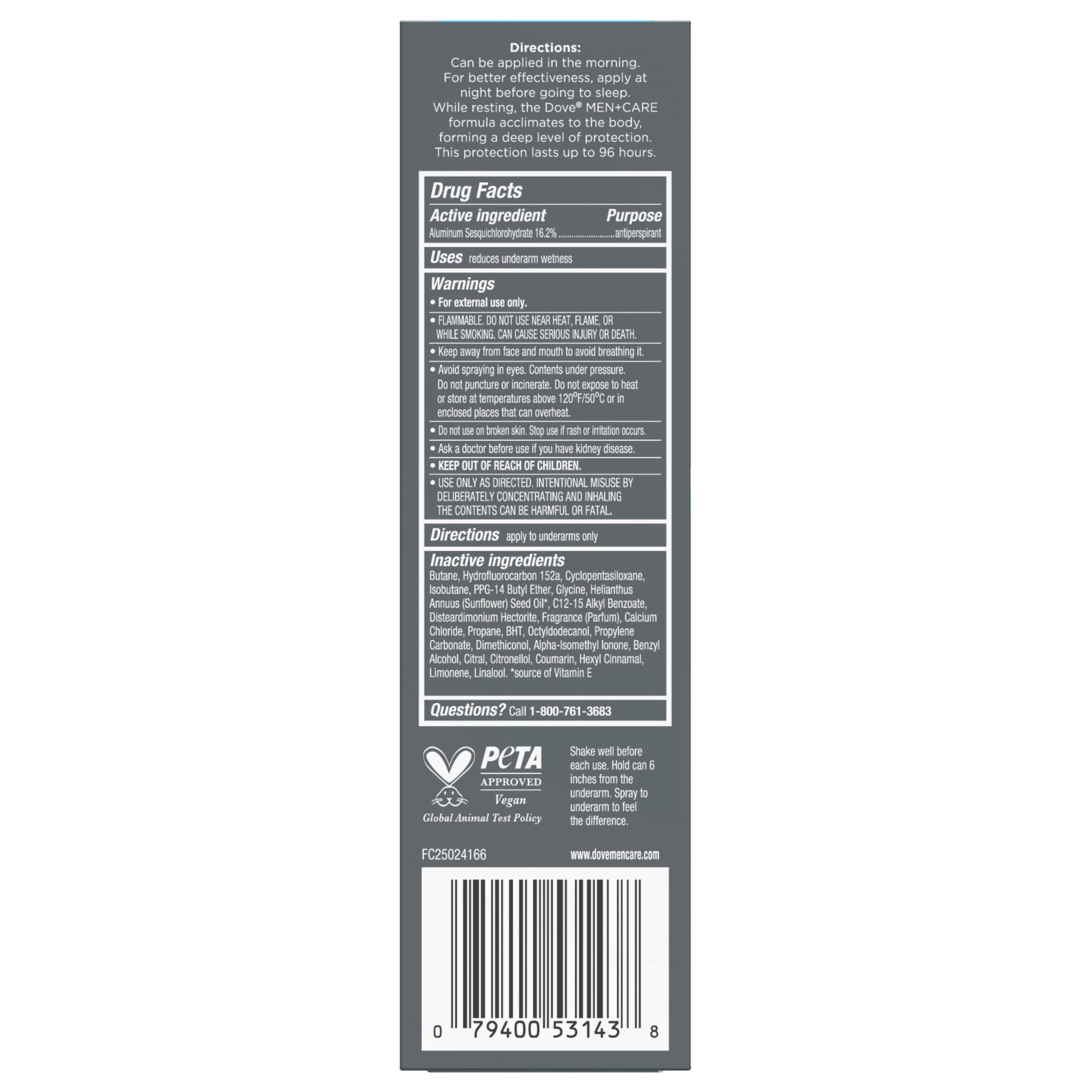 Dove Men+Care Desodorante spray aroma Bergamota y Cedro.