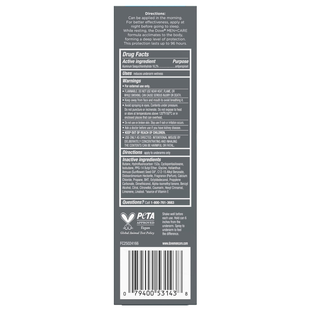 Dove Men+Care Desodorante spray aroma Bergamota y Cedro.