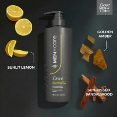 DOVE MEN+CARE envase pensado para hombres; cuidado específico del cabello.