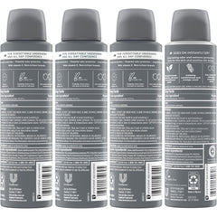 Dove Men+Care Dry Spray 4-Pack packaging shows four scented variants
