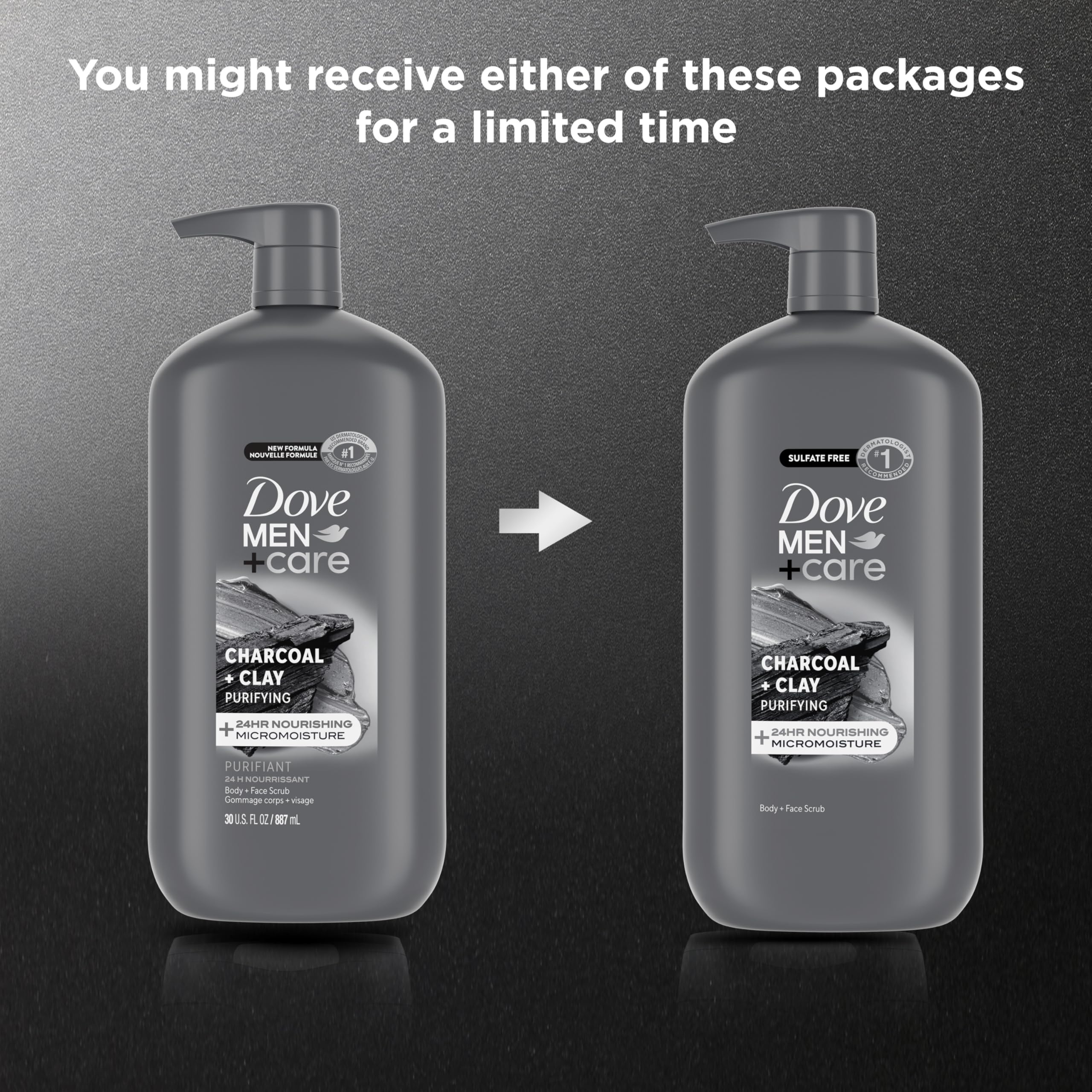 DOVE MEN+CARE ducha aroma carbón bergamota para una sensación fresca.