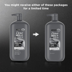 DOVE MEN+CARE ducha aroma carbón bergamota para una sensación fresca.