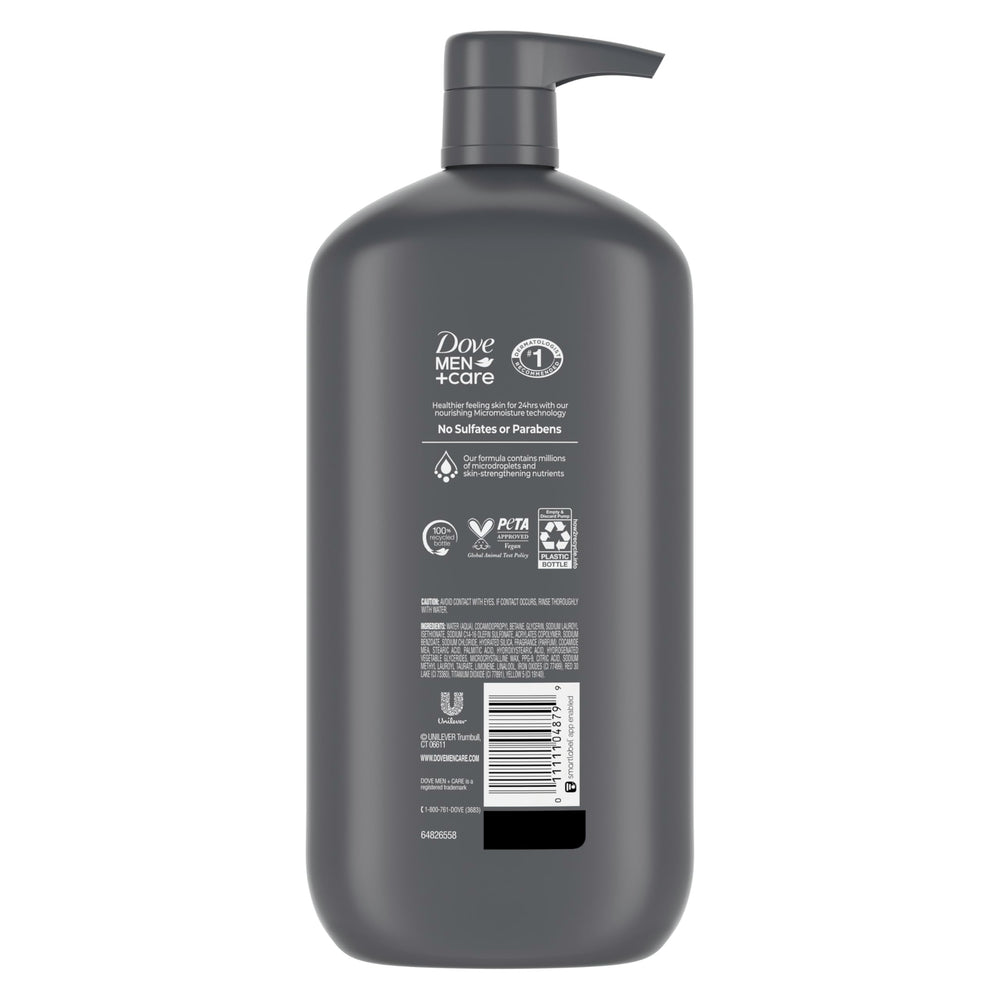 DOVE MEN + CARE espuma densa con hidratación para duchas rápidas.