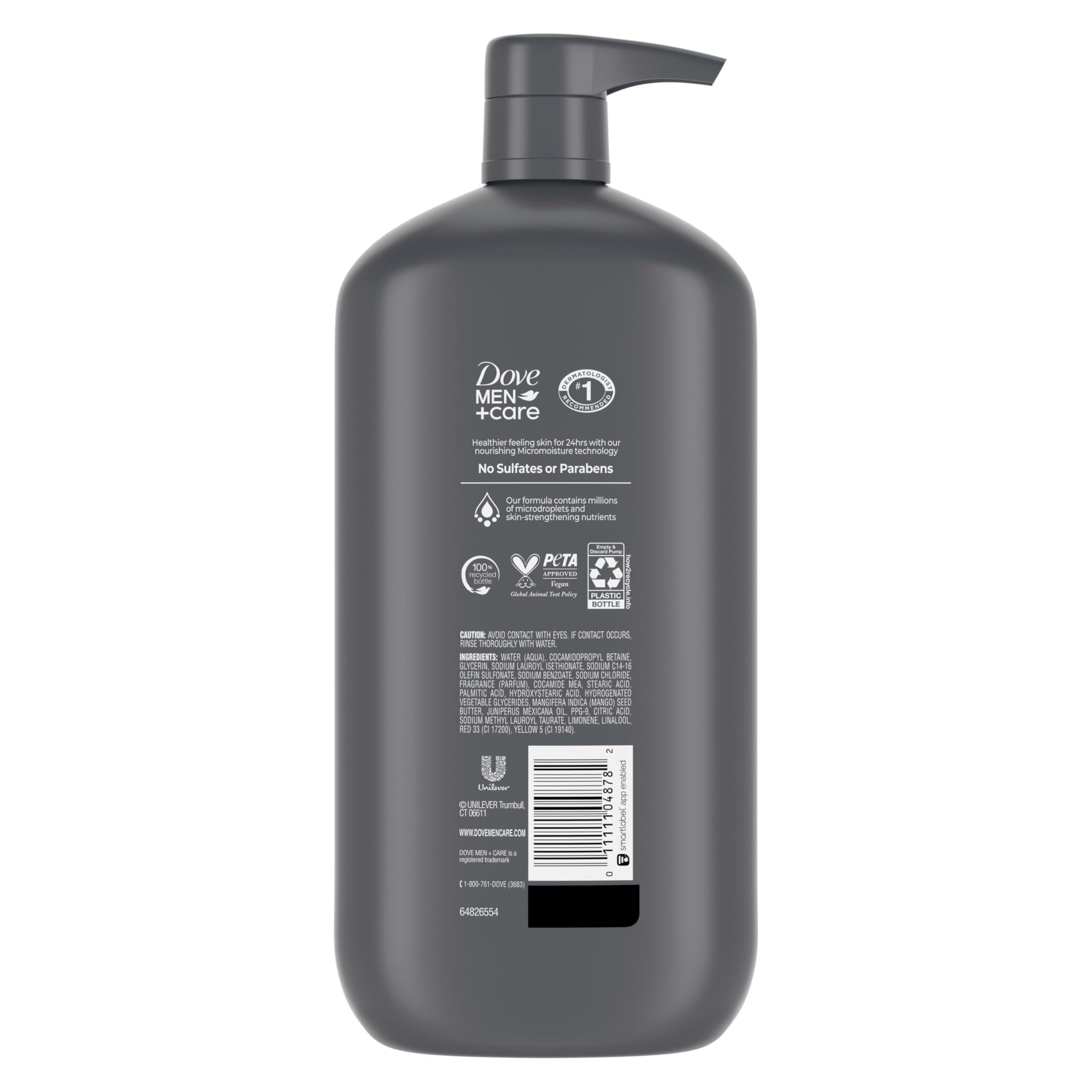 Espuma cremosa de Dove Men+Care Mango + Cedro para una ducha suave.