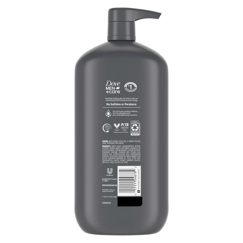 Espuma cremosa de Dove Men+Care Mango + Cedro para una ducha suave.