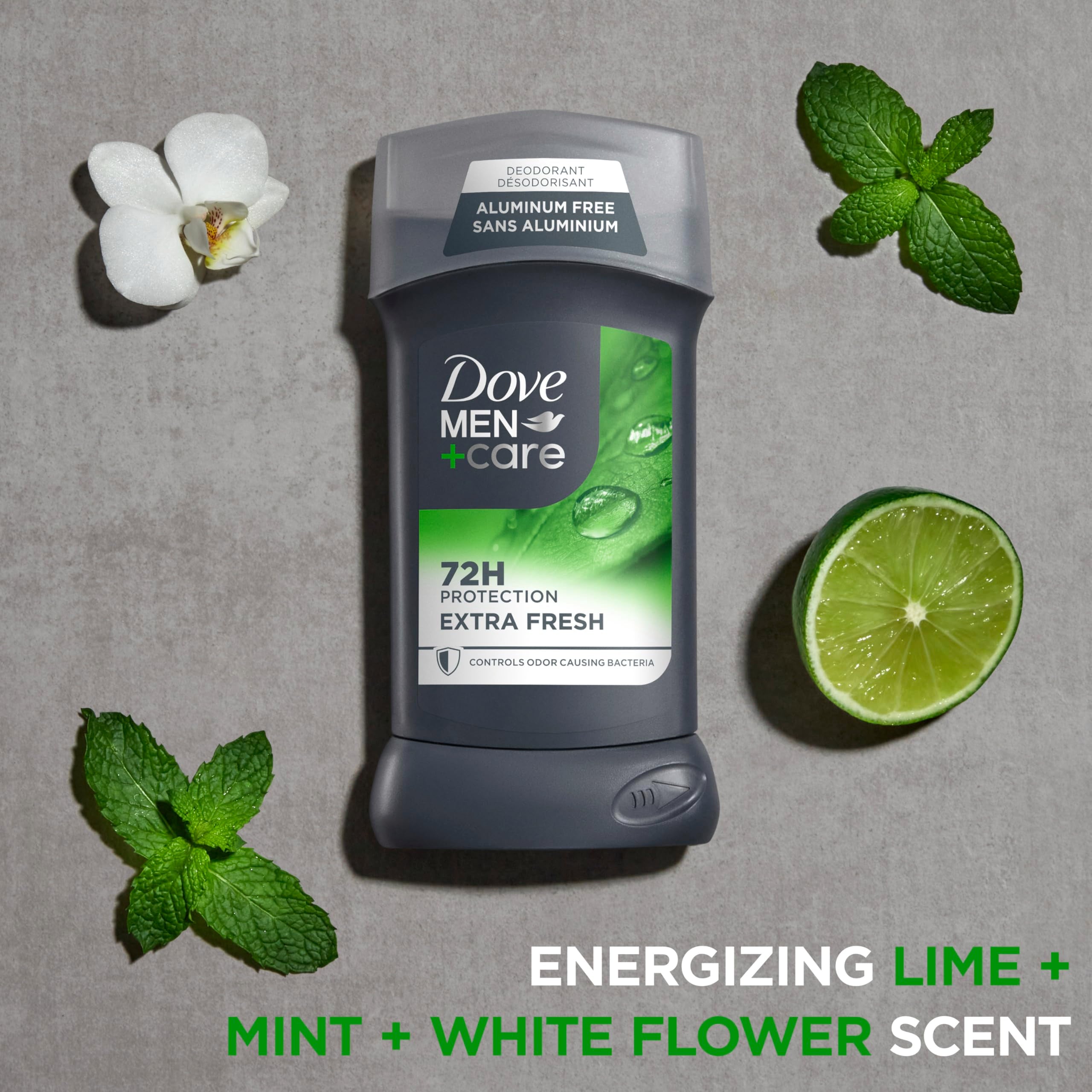 Dove Men+Care Extra Fresh scent with bergamot, lavender and sandalwood.