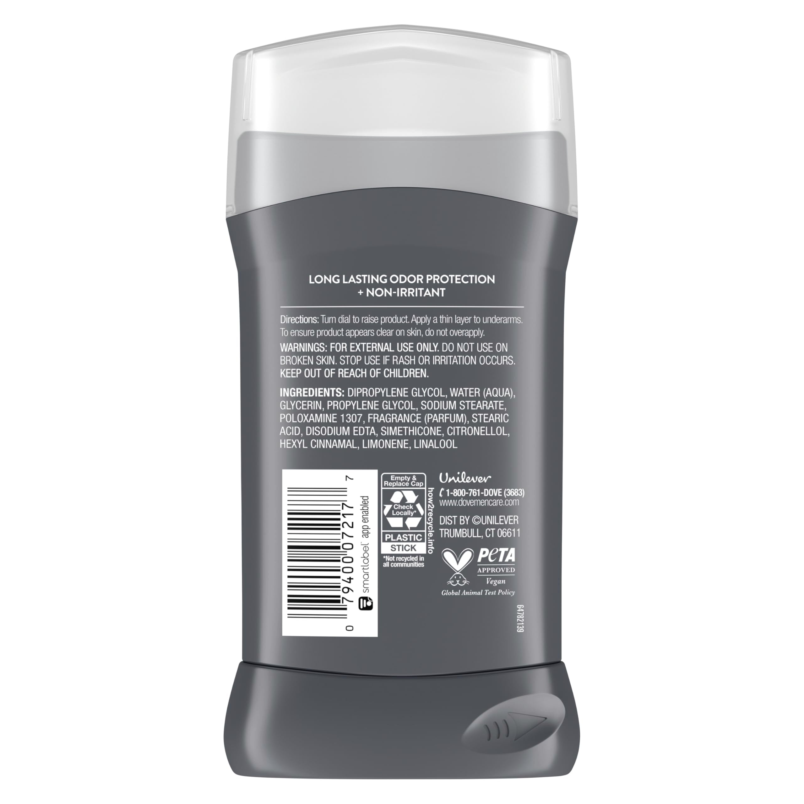 Dove Men+Care Extra Fresh deodorant stick being applied for all-day protection.