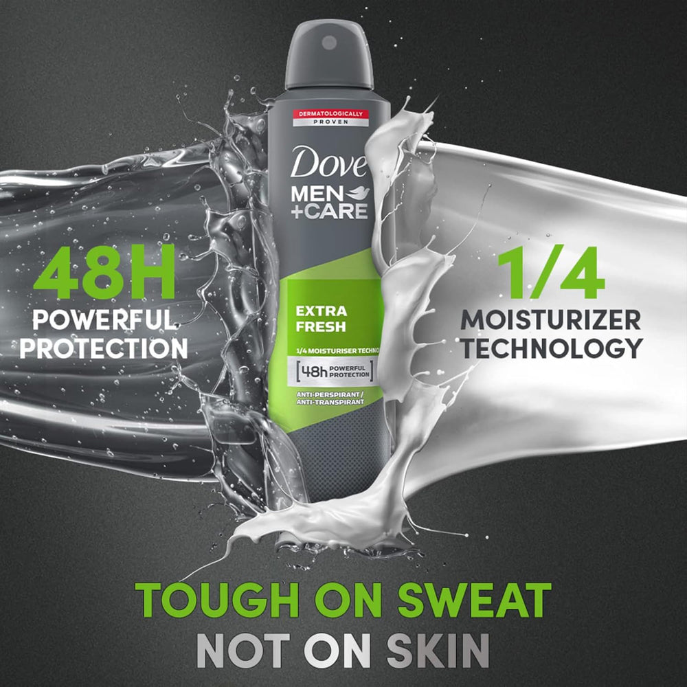 Dove Men+Care spray dermatologically tested for gentle use.