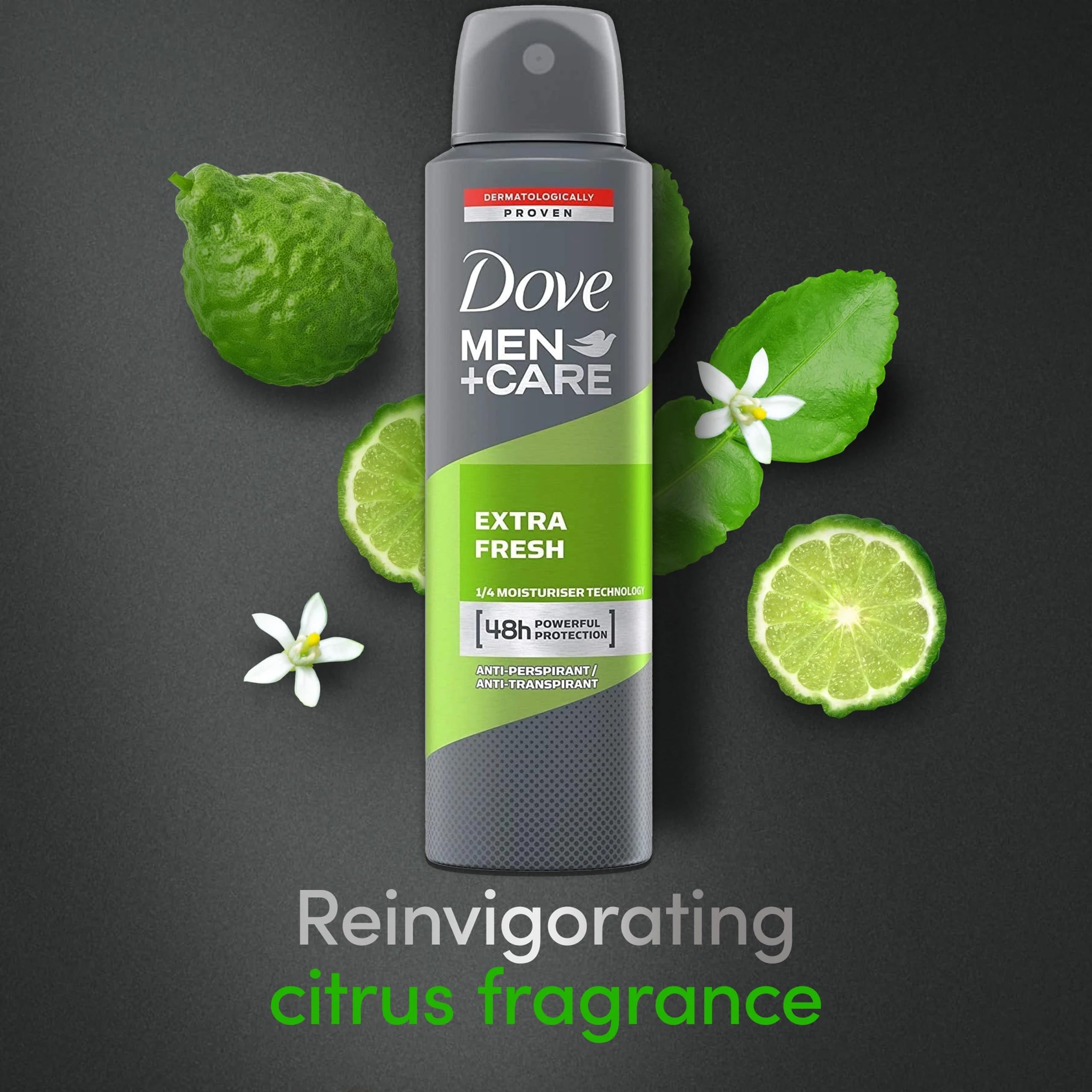 Dove Men+Care spray mist delivers fast-drying feel.