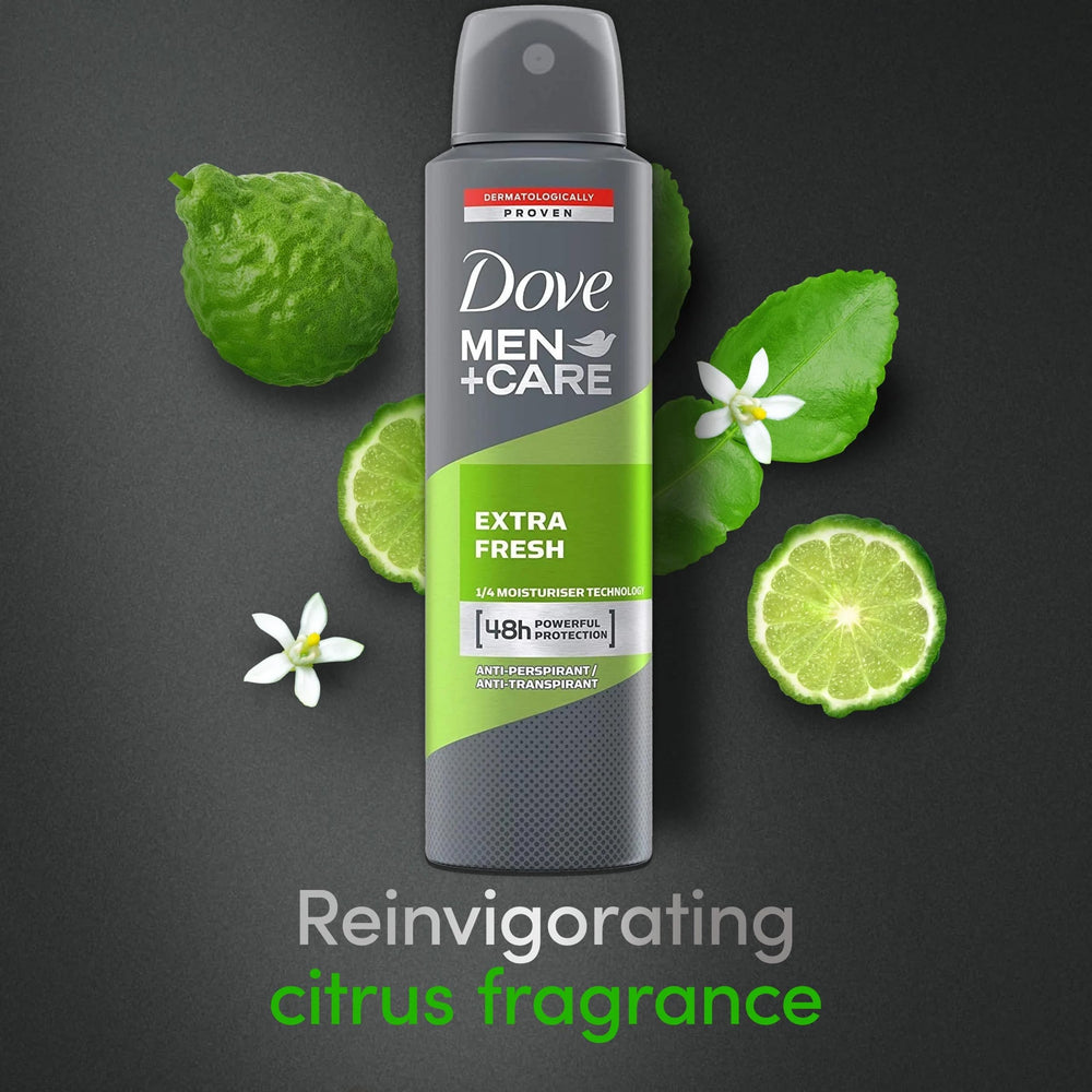 Dove Men+Care spray mist delivers fast-drying feel.