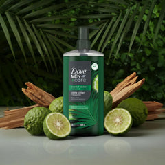 DOVE MEN + CARE: extracto de cedro costero para aroma fresco y limpieza suave.