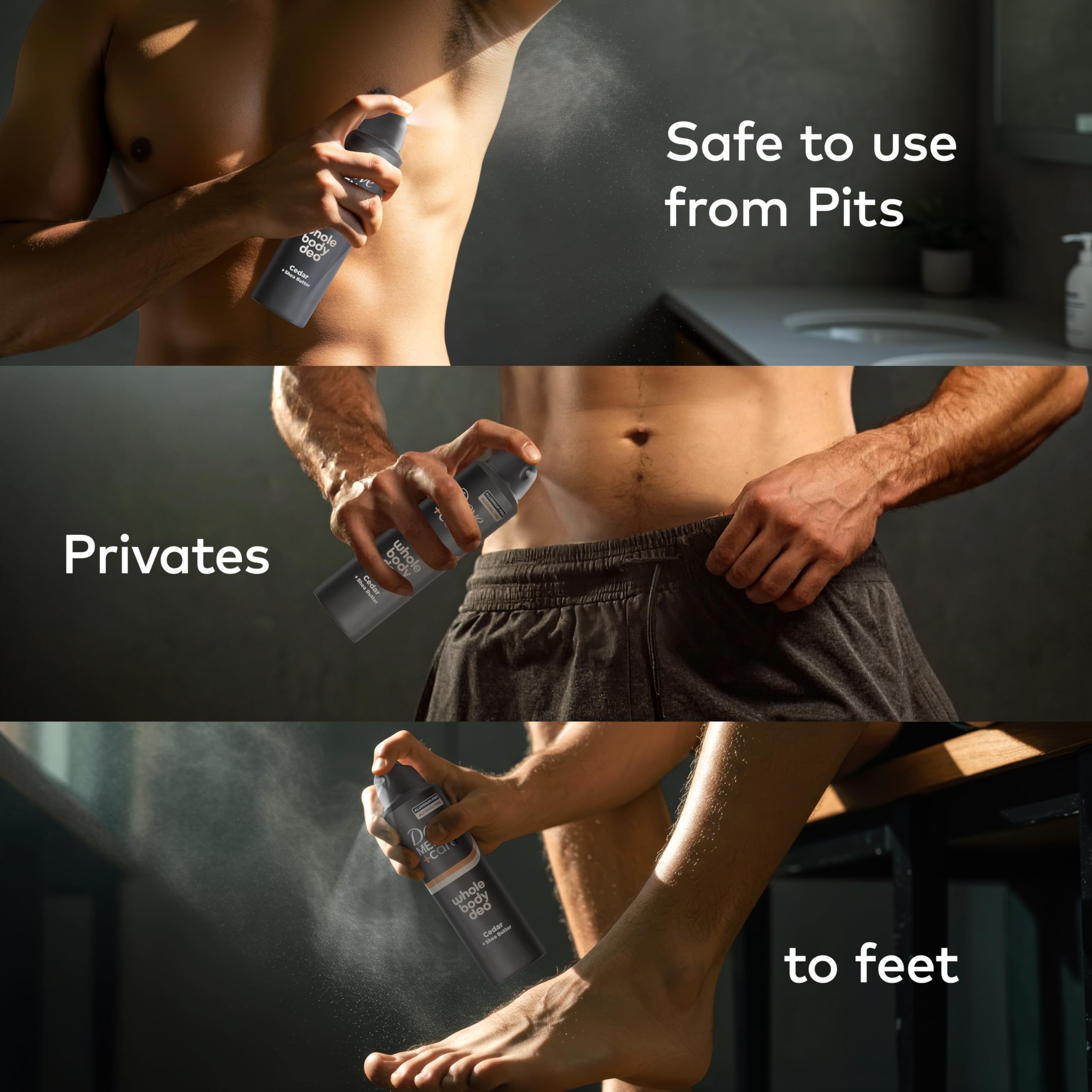 DOVE MEN + CARE formato portátil, spray para llevar y usar cuando lo necesites.