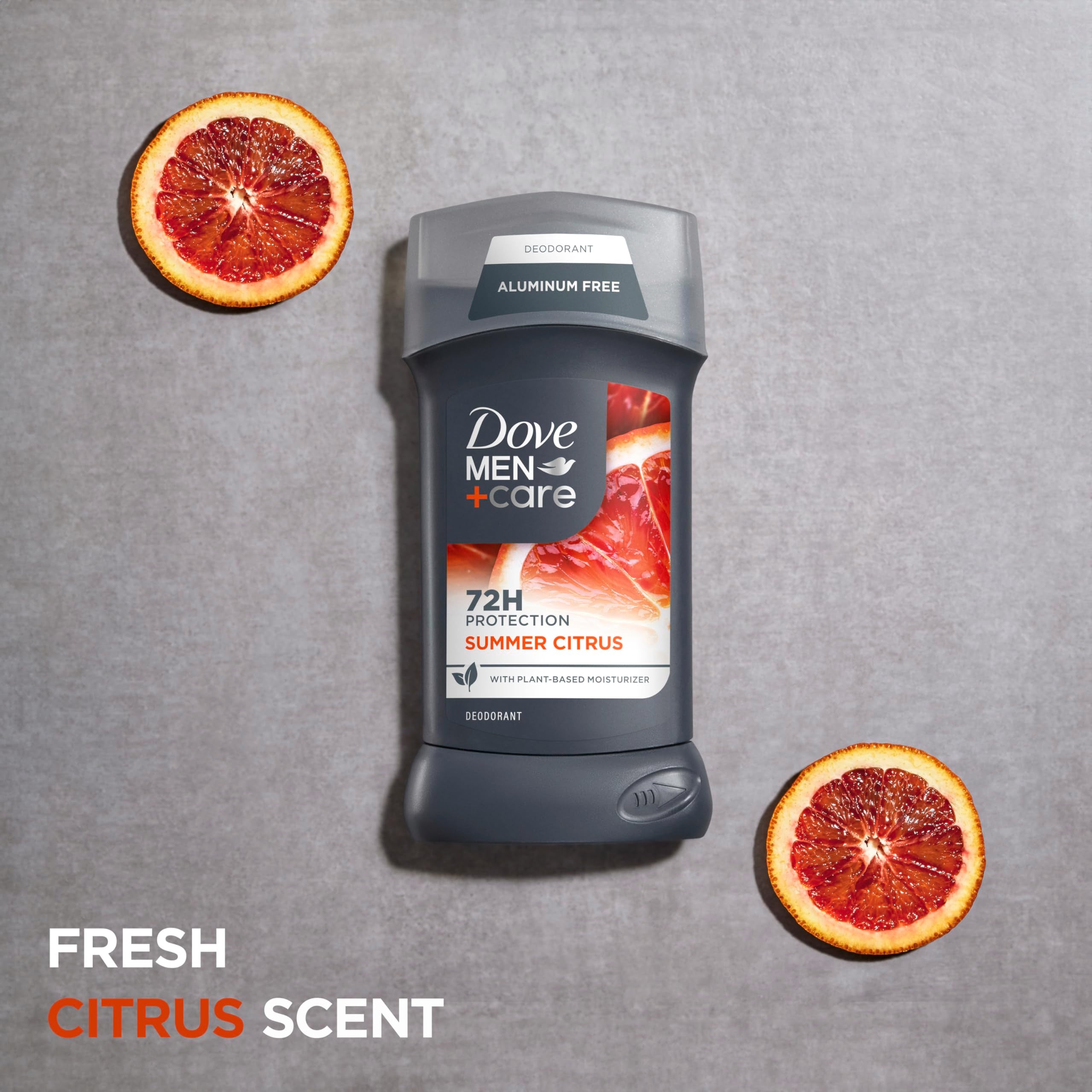 Dove Men+Care fragancia cítrica refrescante, ideal para recargas rápidas.