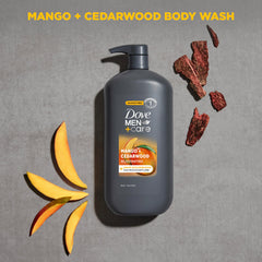 Fragancia cálida Mango + Cedro de Dove Men+Care durante la ducha.