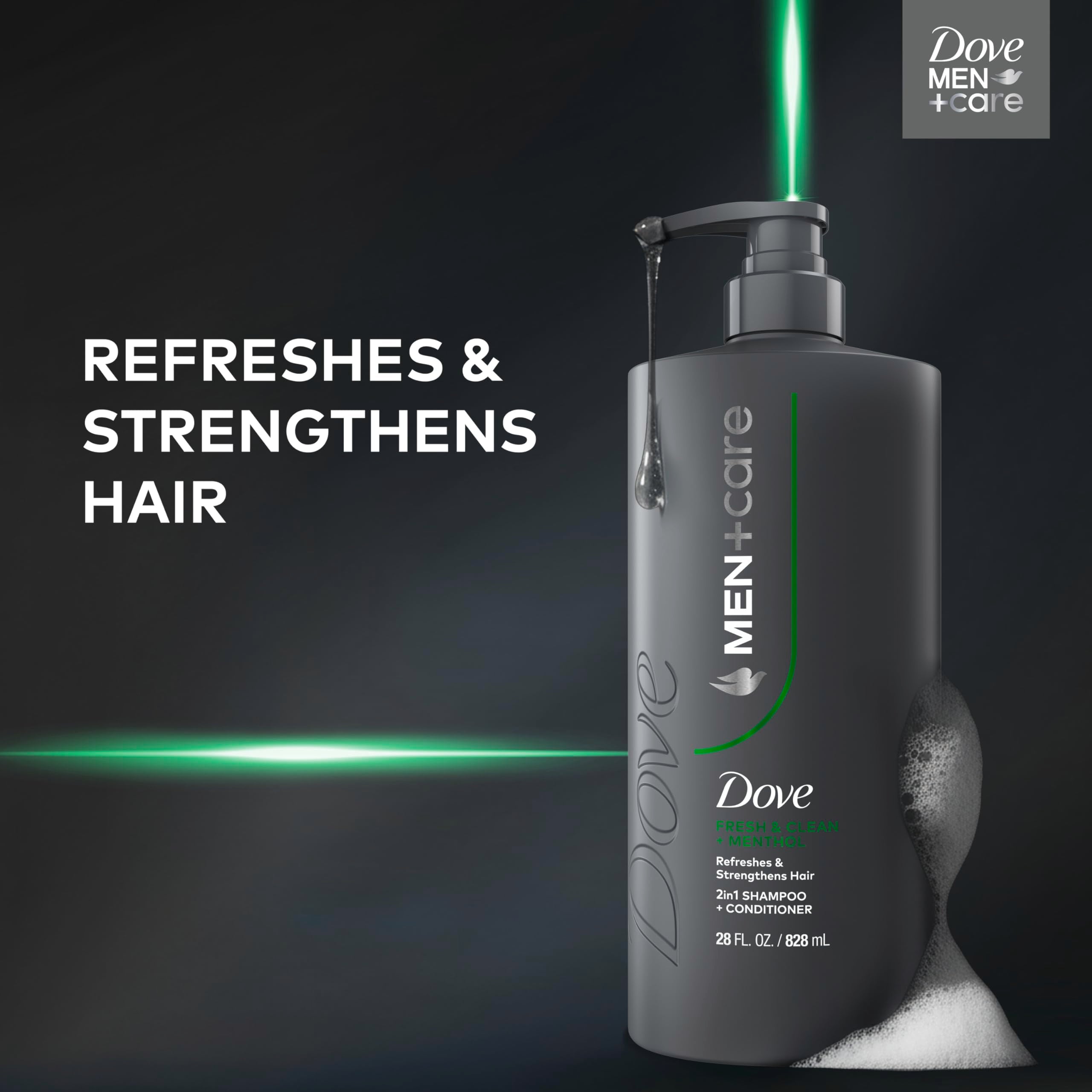 Dove Men+Care Fresh + Clean bottle in gym bag ready for daily use.