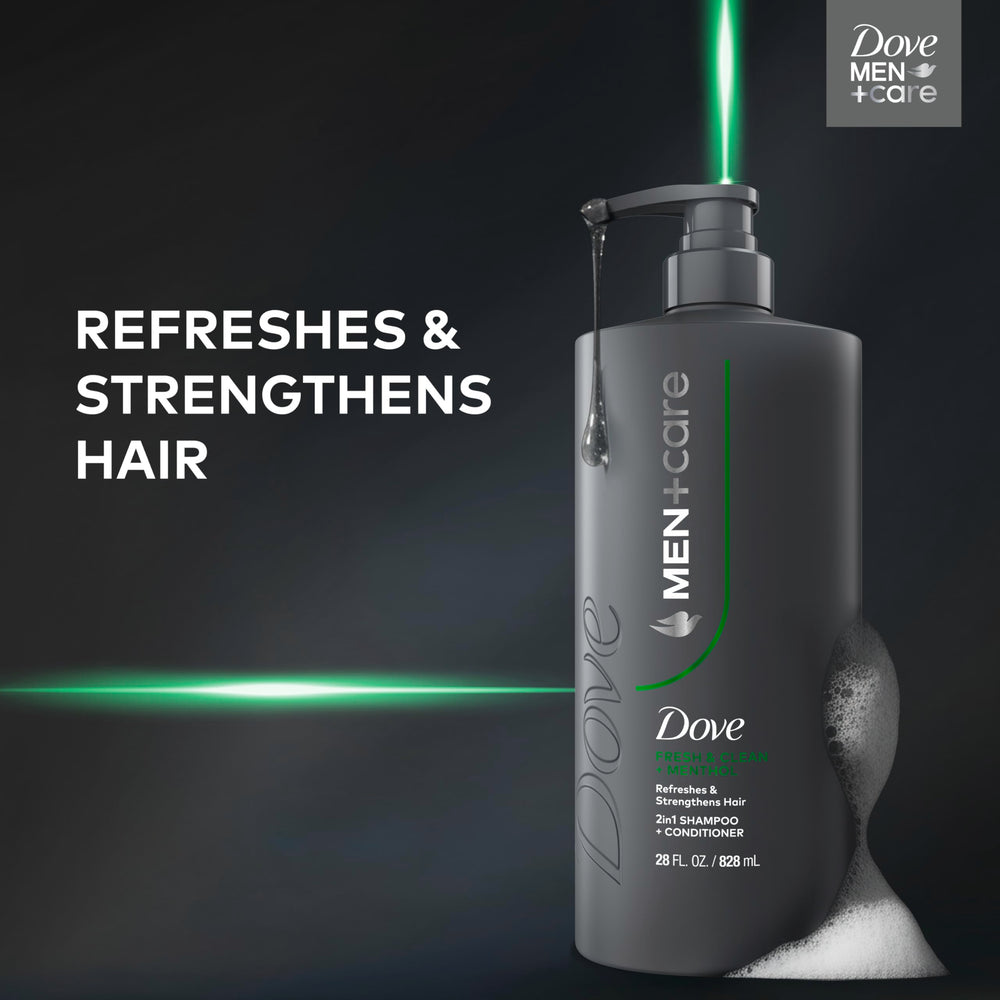 Dove Men+Care Fresh + Clean bottle in gym bag ready for daily use.